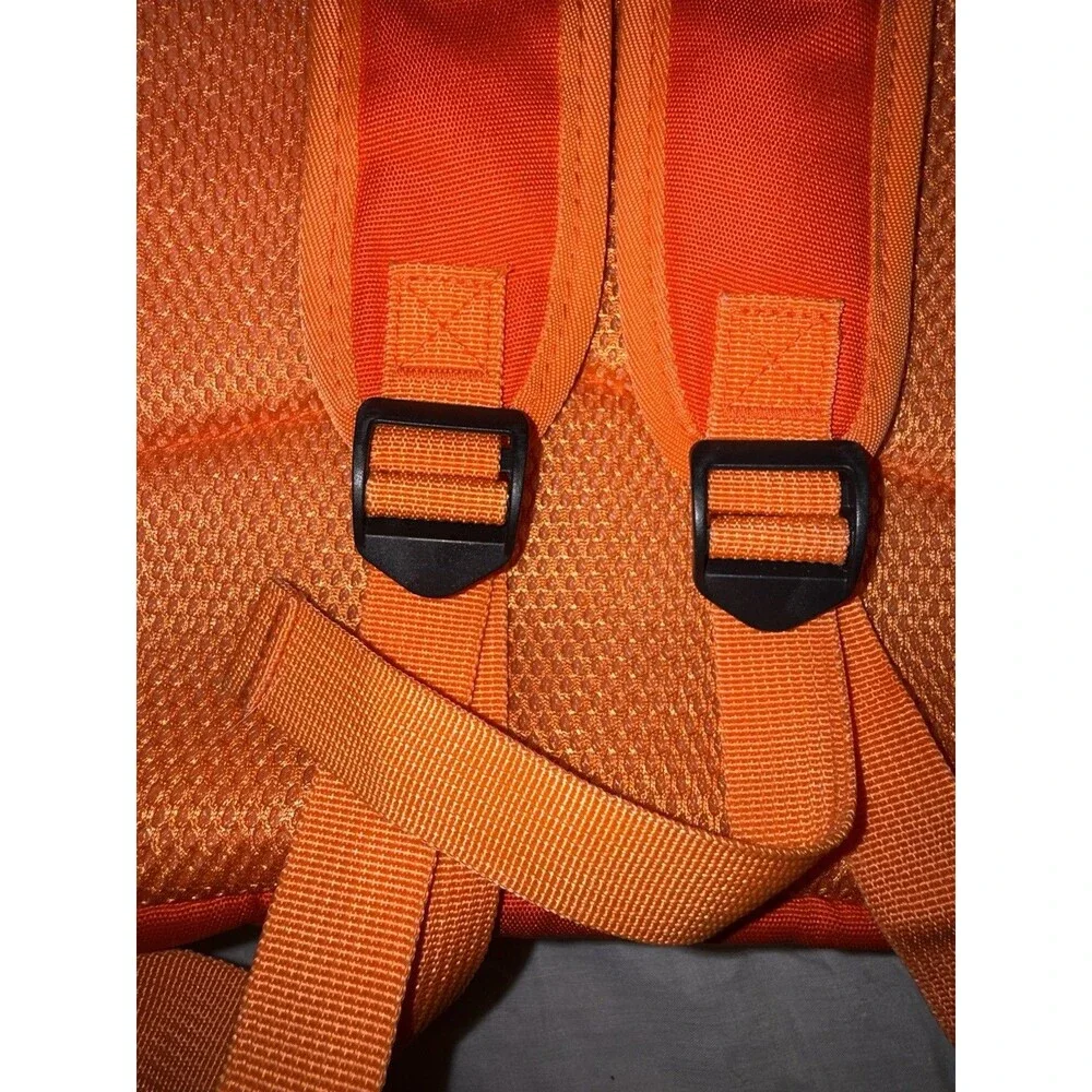 VIPKID Small Orange Backpack Smile Face Patch Zip Padded Adjustable Straps